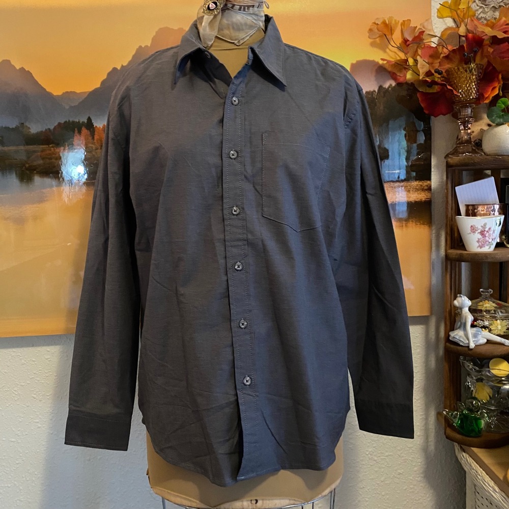 Victory Sportswear Button Down Minimalist Workwear Mens Stretch Size M Gray
